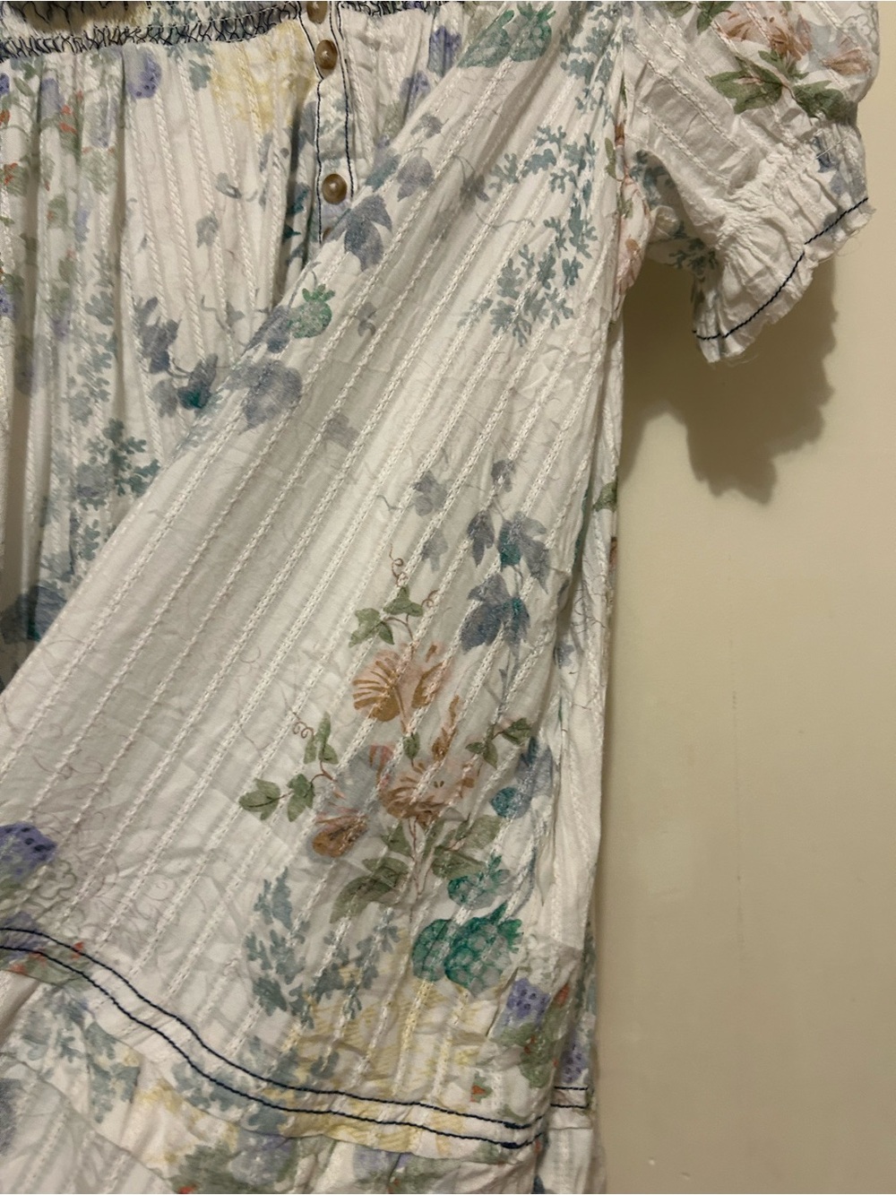 NWOT Anthropologie Pilcro White Floral Babydoll Mini Dress Peter Collar Sz M - Picture 4 of 11